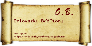Orlovszky Bátony névjegykártya